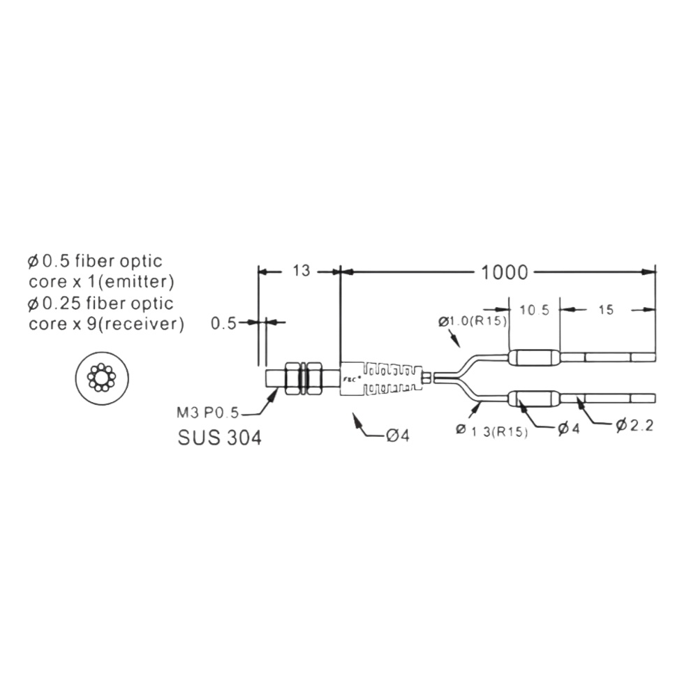 FFRC-310 Coaxial diffuse reflection optical fiber