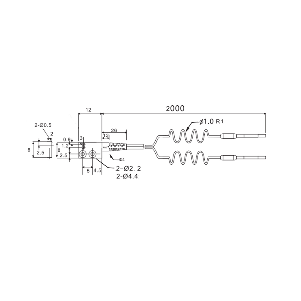 FFRSW-D25Z 2M Mounting bracket diffuse reflective fiber optic cable