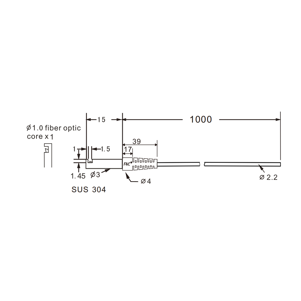 FFT-310-D Side-view through-beam fiber optic cable