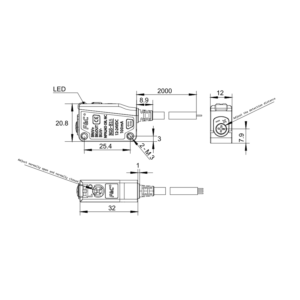 BGS-E15N Background Suppression Photoelectric Sensor