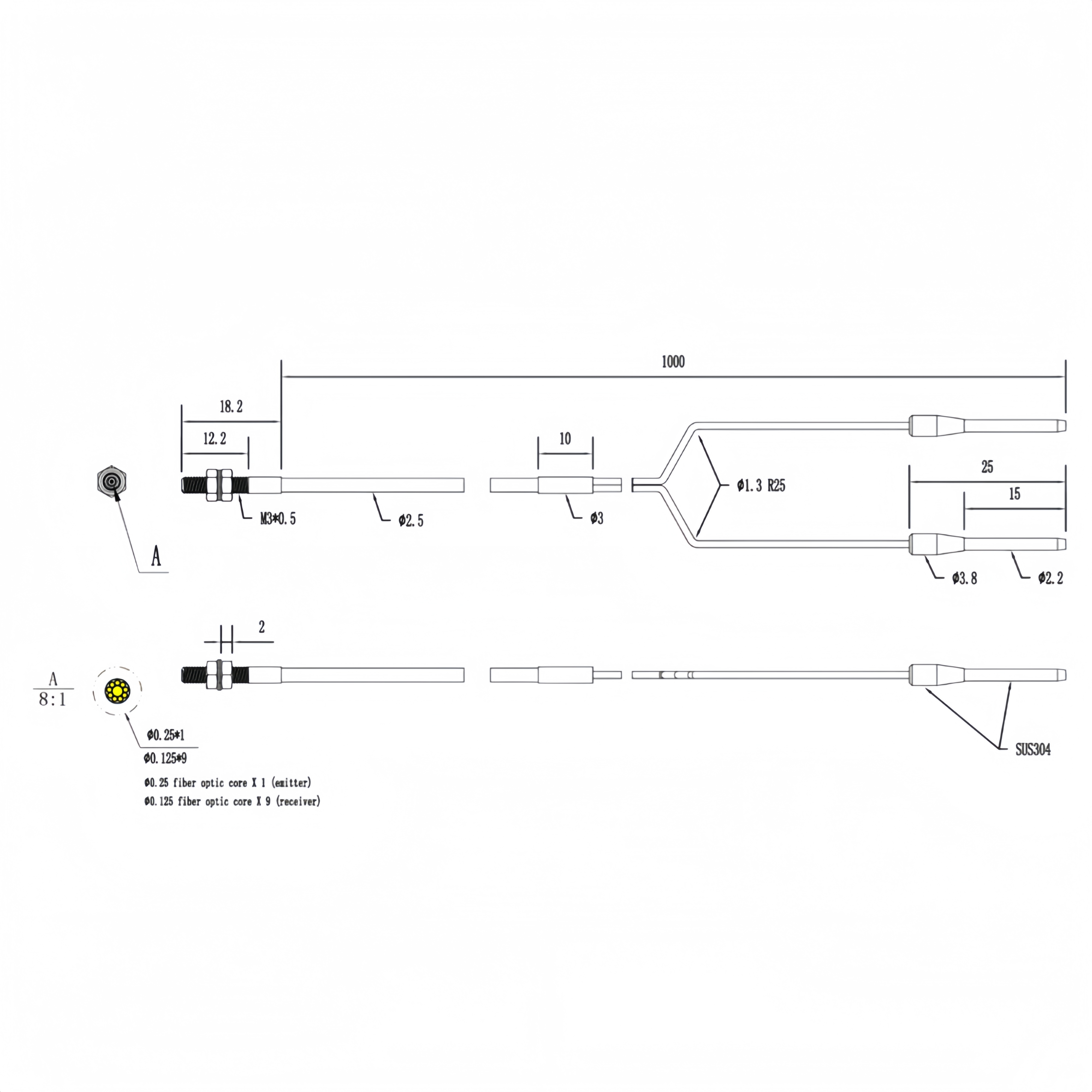 FFRCK-310 Coaxial diffuse reflection optical fiber