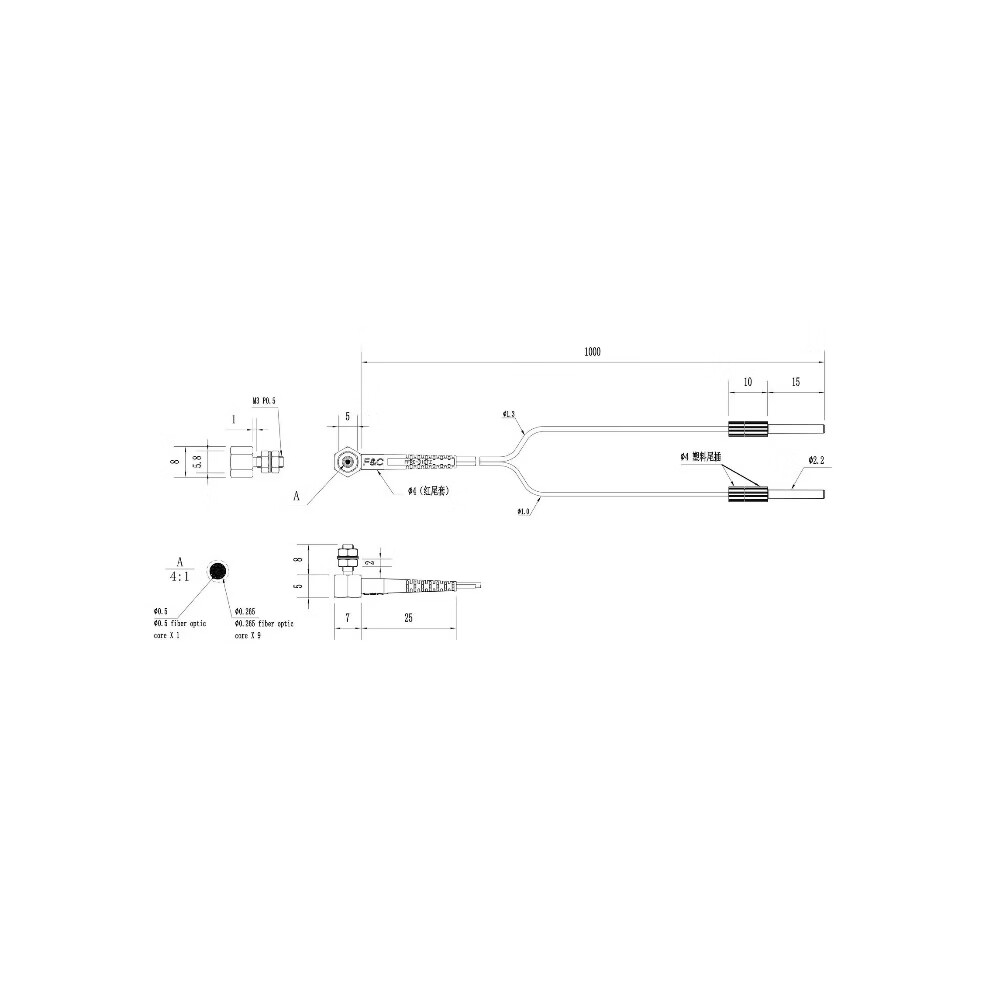 FFRC-310TZ Coaxial right-angle fiber optic cable