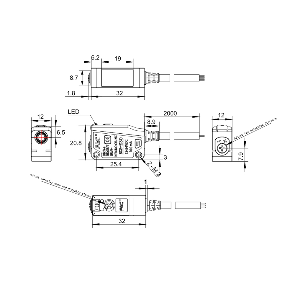 BGS-E30N Background Suppression Photoelectric Sensor