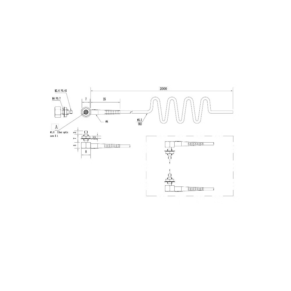 FFTW-420TZ Through-beam right-angle fiber optic cable