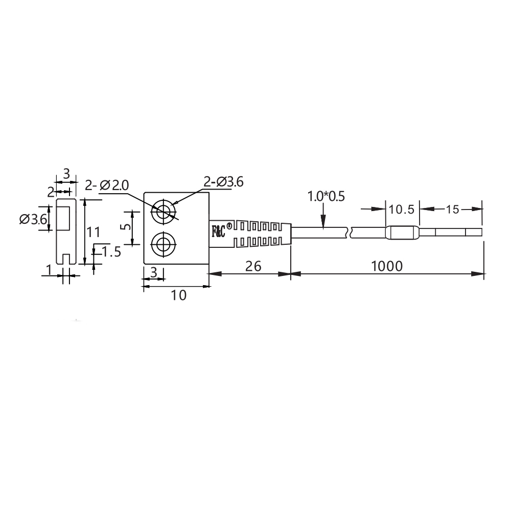 FFTS-51TZ 1M Mounting bracket through-beam fiber optic cable