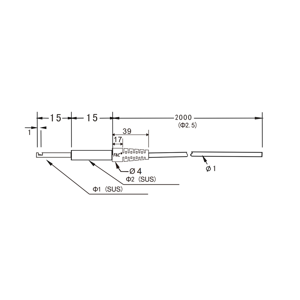 FFTS-220-15MMD Side-view through-beam fiber optic cable