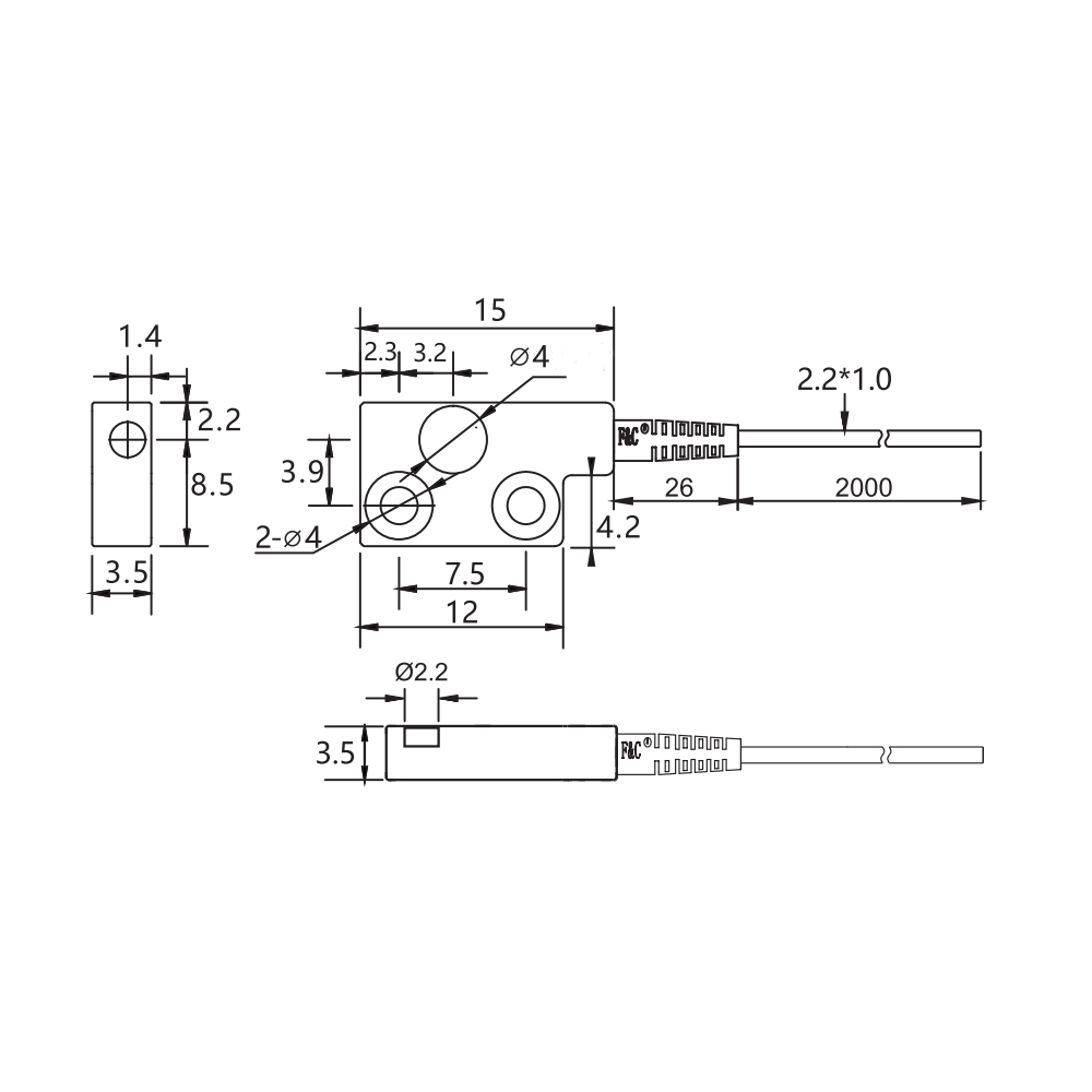 FFT-Z8M 2M Mounting bracket through-beam fiber optic cable