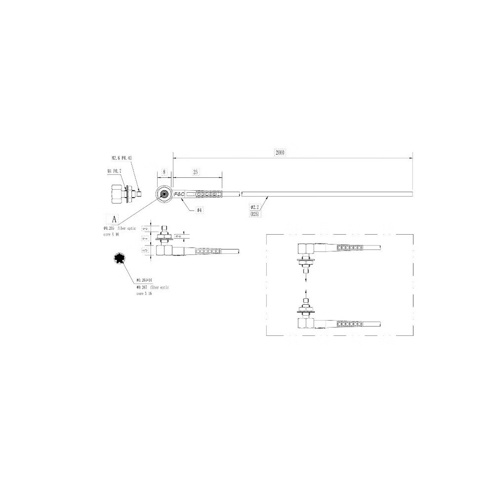 FFTC16-420TZ Through-beam right-angle fiber optic cable
